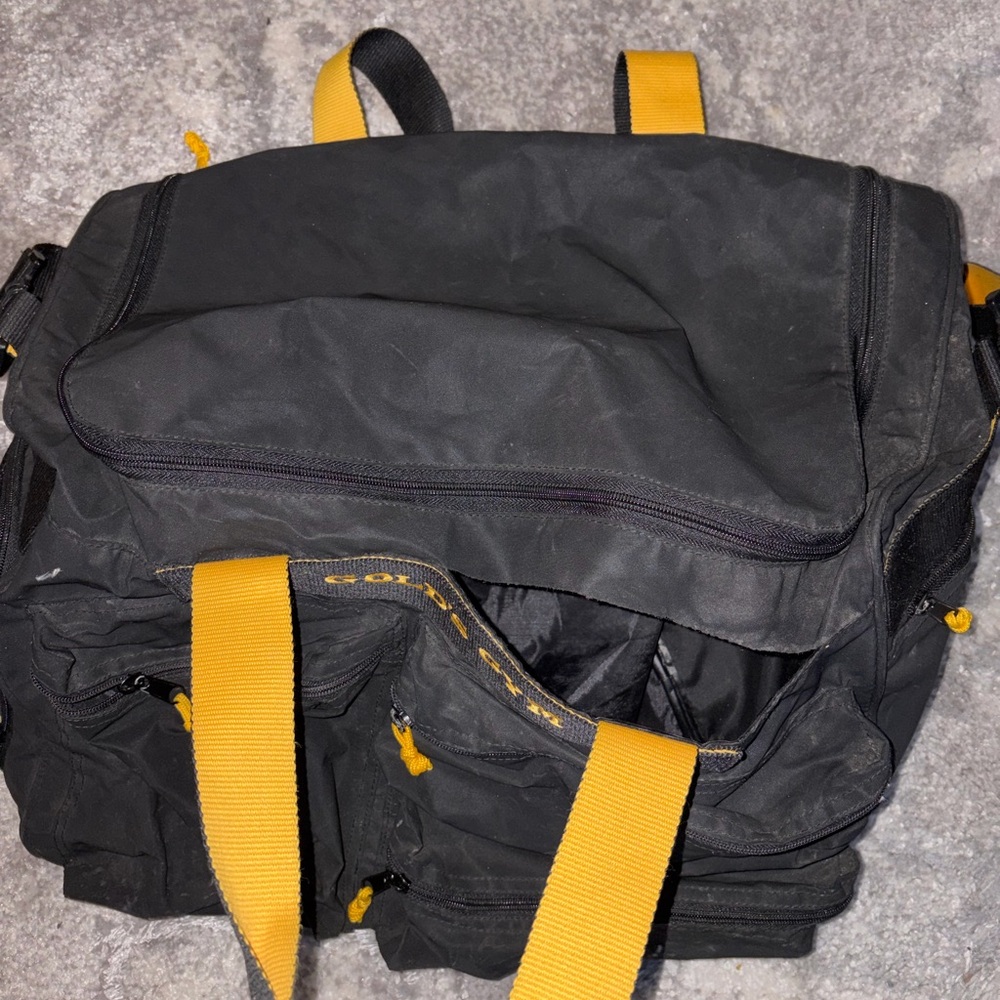 vintage golds gym Black and Yellow Men's Bag